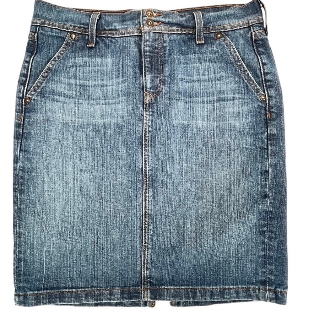 Old Navy Womens Blue Denim Pencil Skirt Mid Wash Knee Length Size 10